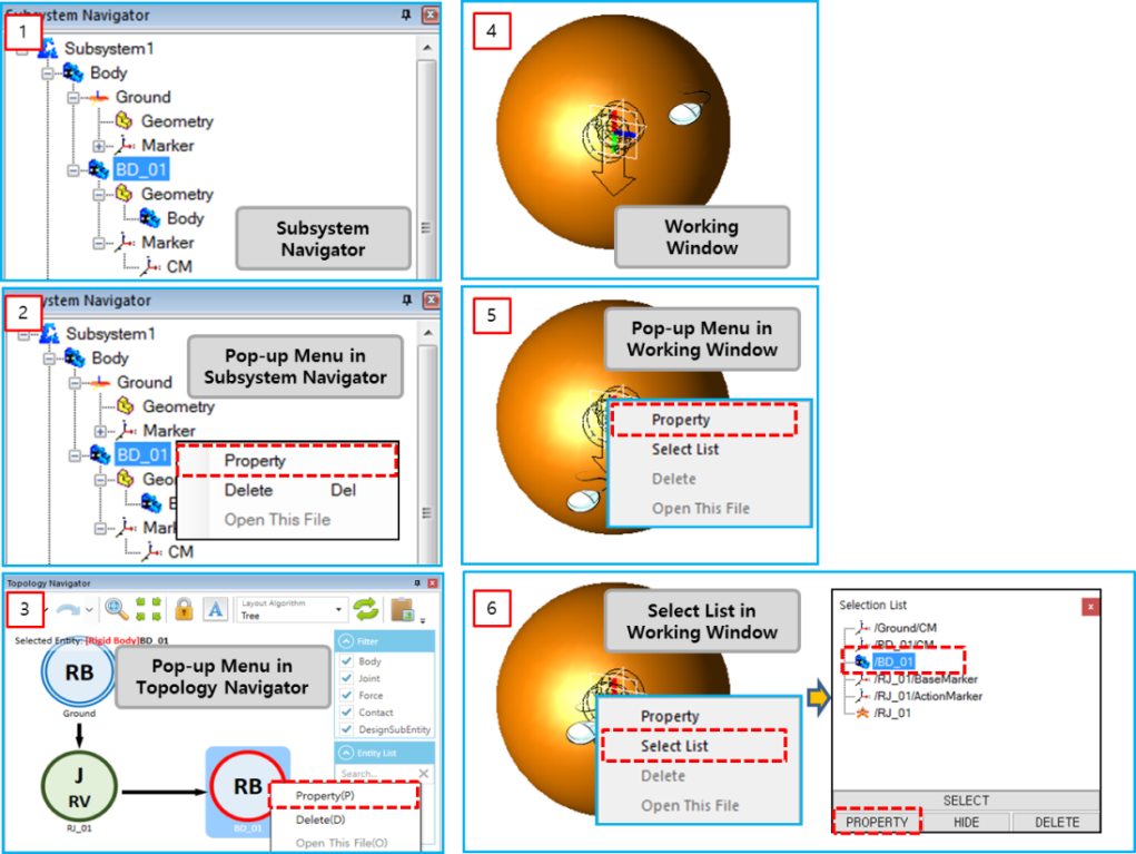 Examples of opening entity properties