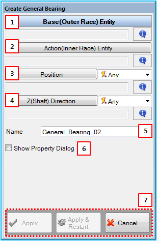 General Bearing creation dialog