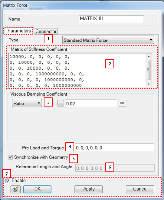 Matrix property dialog