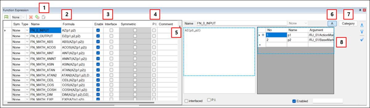 Function Expression sub-entity window