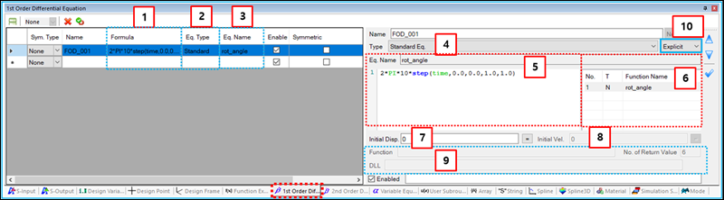 First Order Differential Equation sub-entity window