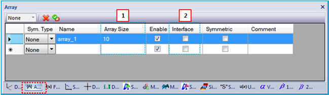 Array sub-entity window