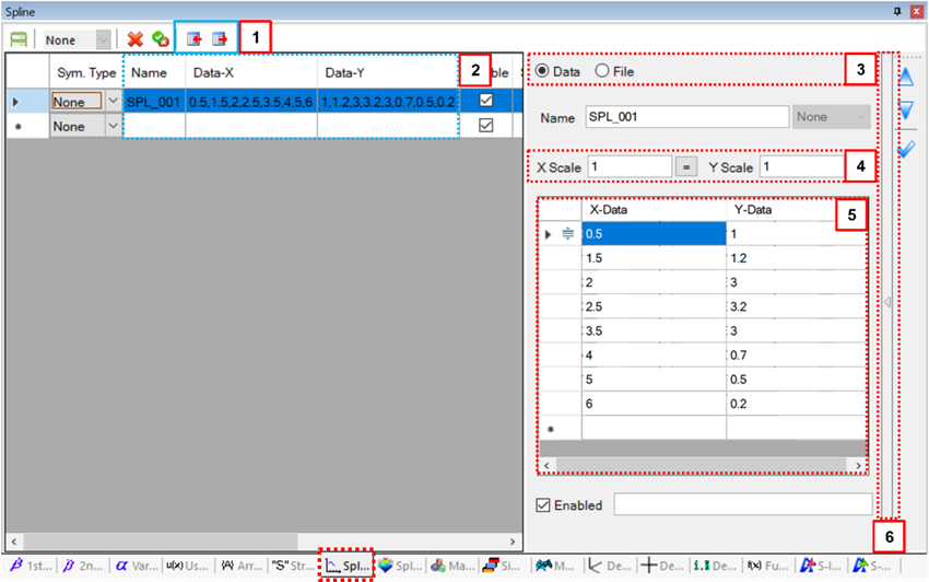 Spline sub-entity window