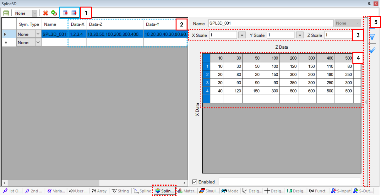 Spline3D sub-entity window