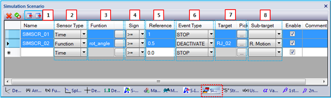 Simulation Scenario sub-entity window