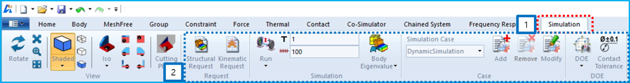 Simulation from the ribbon menu