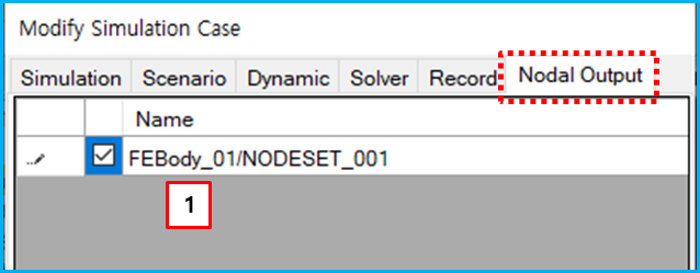 Nodal output in the simulation configuration