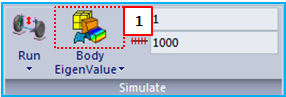 Body eigenvalue analysis from the ribbon menu in the subsystem