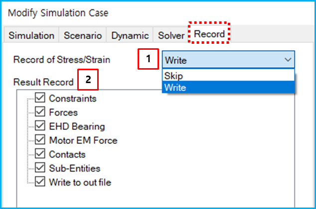 Record parameters in the simulation configuration