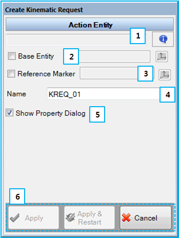 Kinematic Request creation dialog