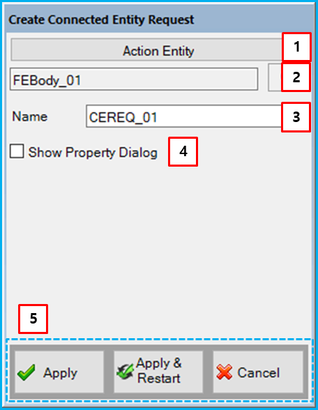 Connected Entity Request creation dialog