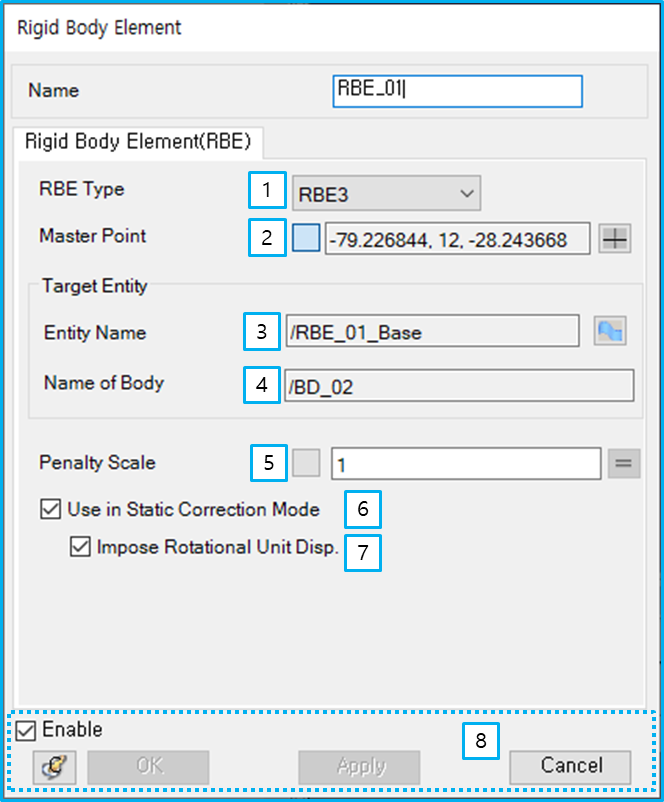 RBE Single property dialog