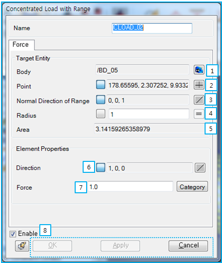 CLOAD Range property dialog