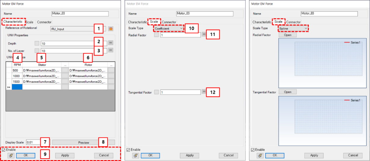 Motor EM Force property dialog for JMAG UNV format