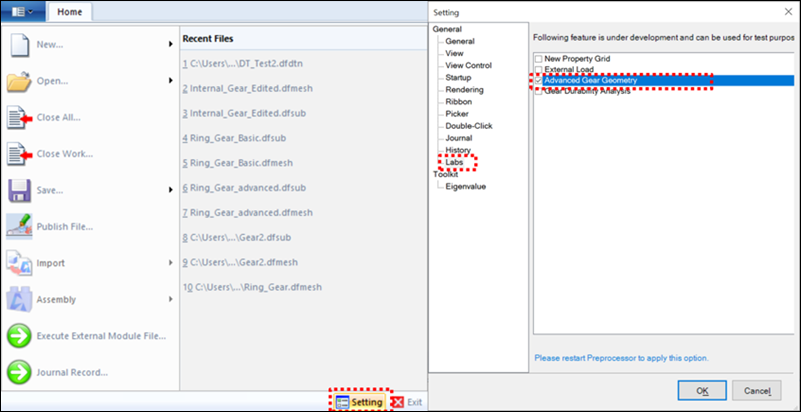 Enable Advanced Gear Geometry for an external gear