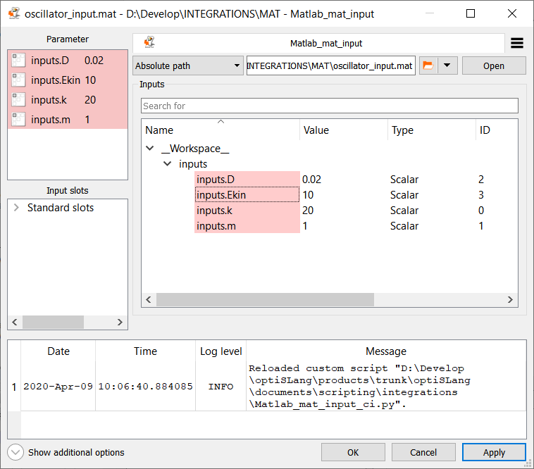 MATLAB MAT Input