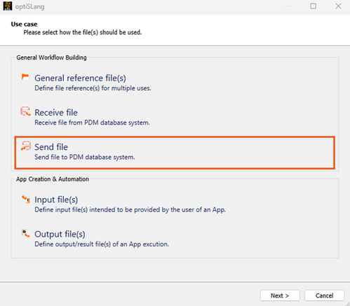 Send File Using Run Registering a Send File