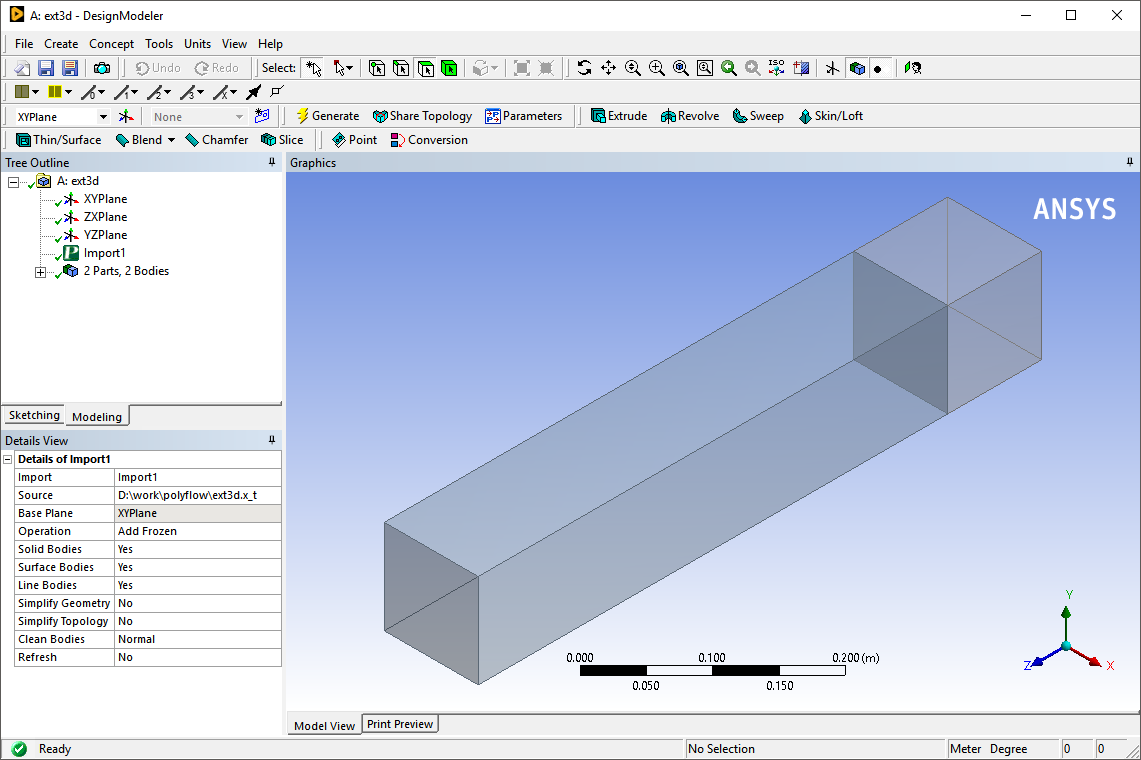 The Imported Geometry in the Ansys DesignModeler&nbsp;Application