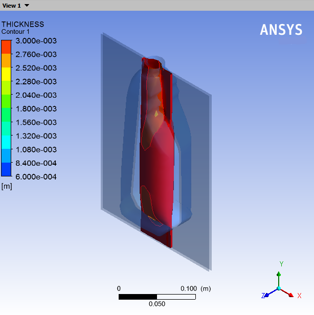 Contours of Thickness at Time = 0.09253 s