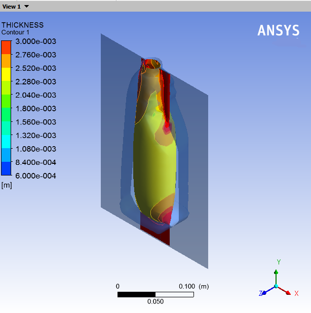 Contours of Thickness at Time = 0.23409 s