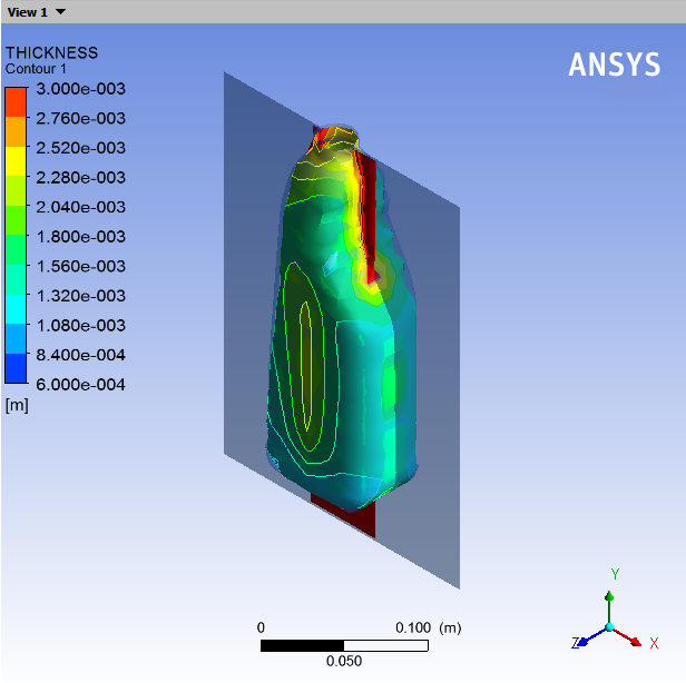 Contours of Thickness at Time = 2.0 s
