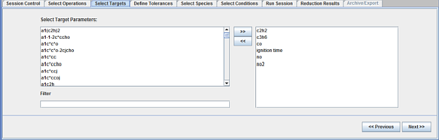 Select targets for mechanism reduction operation