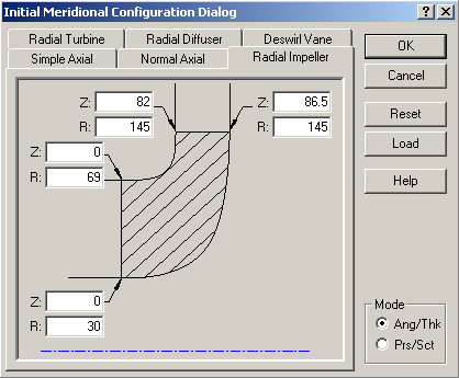 Initial Meridional Configuration Dialog