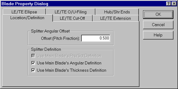 Blade Property Dialog Box