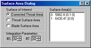 Surface Area Dialog