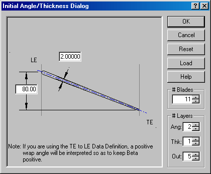 Initial Angle/Thickness Dialog