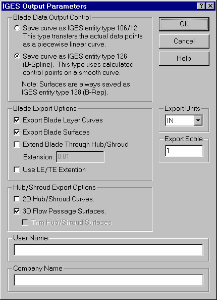 IGES Output Parameters Dialog