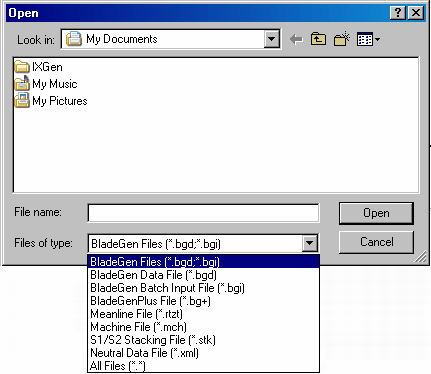 File Open Dialog - File Type control with UserIO modules shown