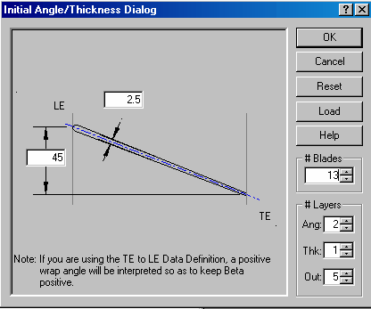 Initial Angle/Thickness Dialog