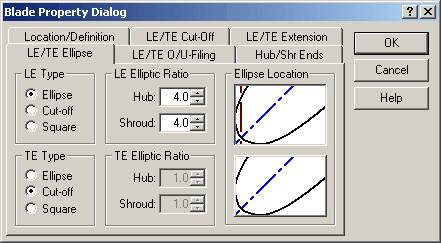 LE/TE Ellipse Settings