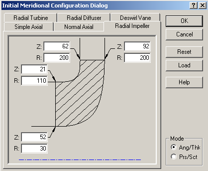 Initial Meridional Configuration Dialog