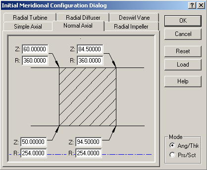 Initial Meridional Configuration Dialog