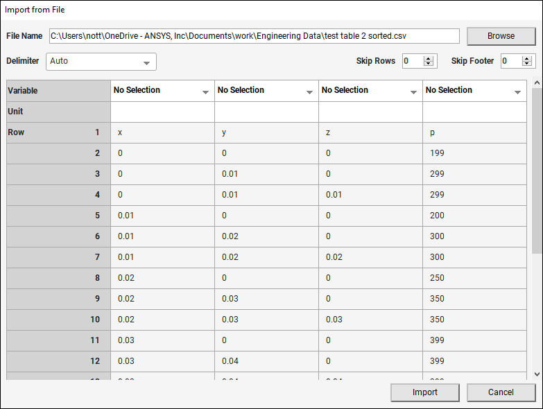14.4.1. Import a Table from a Data File