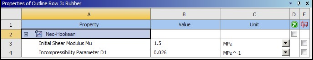 Constants for Neo-Hookean Model