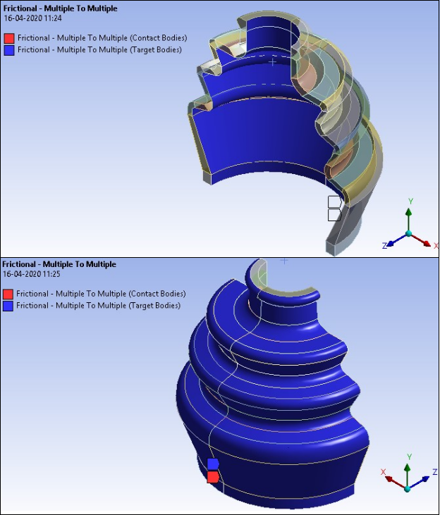 Self Contact Pairs at Inner and Outer Surfaces of the Rubber Boot