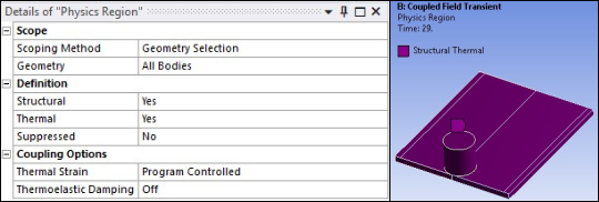 Coupled Field Analysis Settings: Physics Region