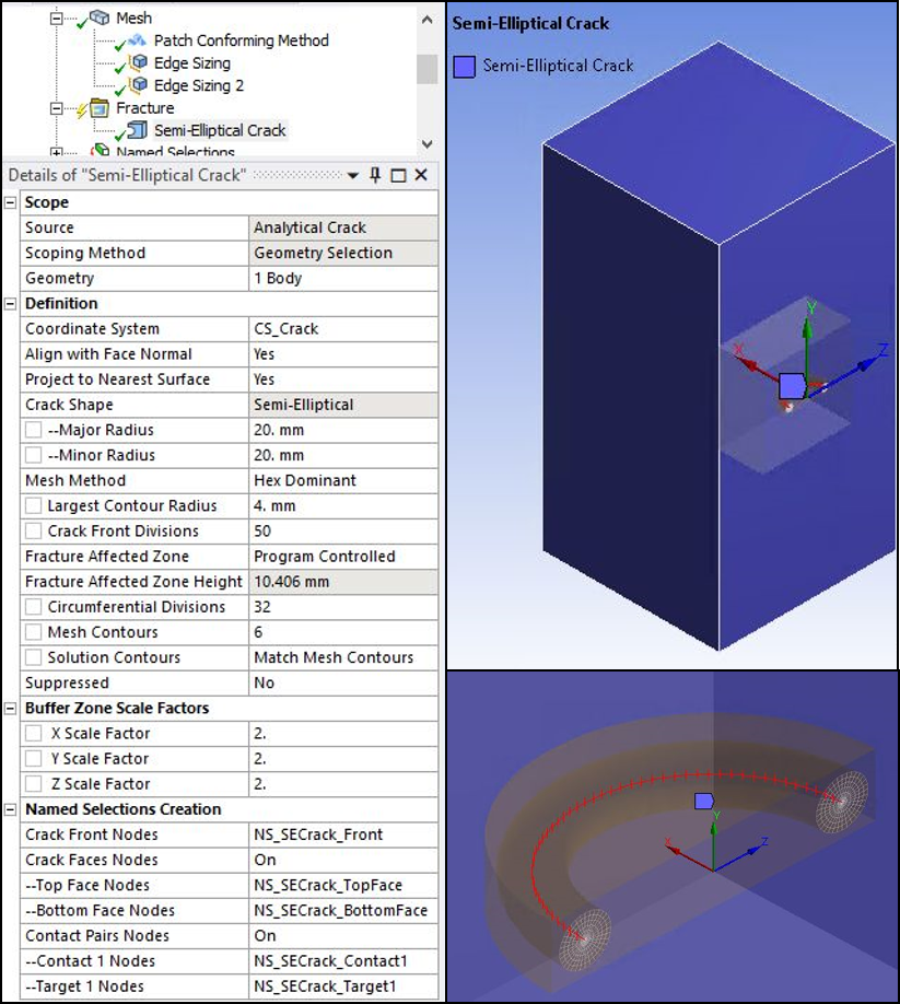 Details and Preview - Semi-Elliptical Crack