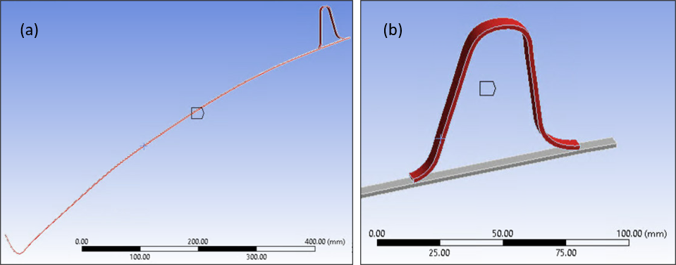 Nozzle Extension 1° Base Sector Geometry (a), Detail View of Reinforcing Ring (b)