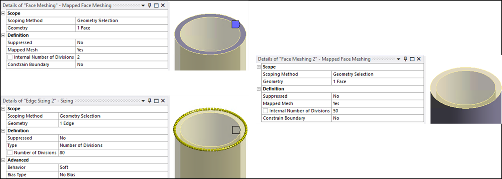 Mesh Settings for Tube - Solid Elements (Case1 and Case 2)