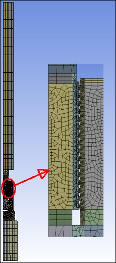 2-D Axisymmetric Mesh of the Threaded Connection