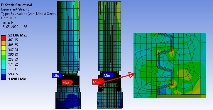 Equivalent Stress After Restart Analysis with Bending Load