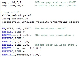 Commands Used for the Archard Wear Model