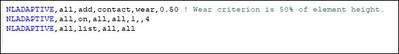 Commands Used for Nonlinear Mesh Adaptivity