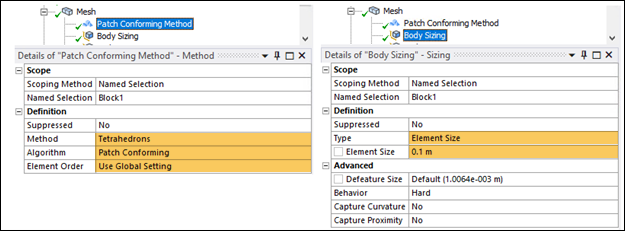 Mesh Settings for the Block