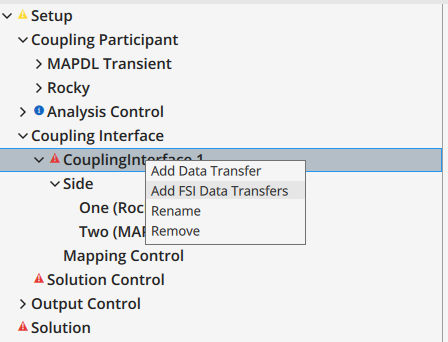 System Coupling中的Add FSI Data Transfers