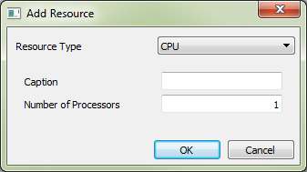 CPU资源类型的Add Resource对话框